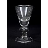 Early 18th century wine glass with conical bowl,