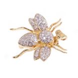 Novelty 'Bee' pendant brooch with pavé-set diamonds in 18ct gold setting,