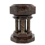19th century Continental Grand Tour variegated red marble model of a font,