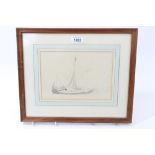 Attributed to Edward Duncan (1803 - 1882), pencil and wash sketch of a Continental fishing boat,