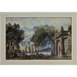 James Holland (1799 - 1870), pen, ink and watercolour - The Gardens of a Palace, Genoa,