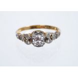 1930s diamond single stone ring with a brilliant cut diamond estimated to weigh approximately 0.