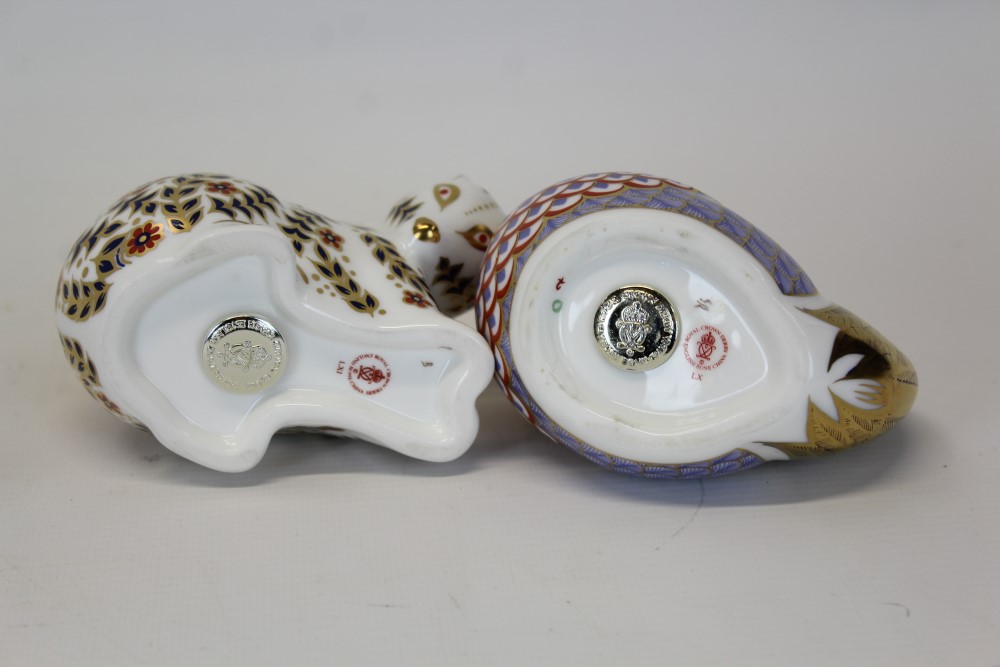 Five Royal Crown Derby paperweights - Cockerel, Tiger Cub, Russian Bear, Frog and Contented Cat, - Image 3 of 3