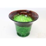 Art Deco Scottish green and brown glass vase, possibly Monart,