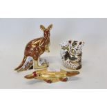 Three Royal Crown Derby The Australian Collection paperweights - Kangaroo,