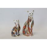 Two Royal Crown Derby paperweights - Siamese Cat and Siamese Kitten,