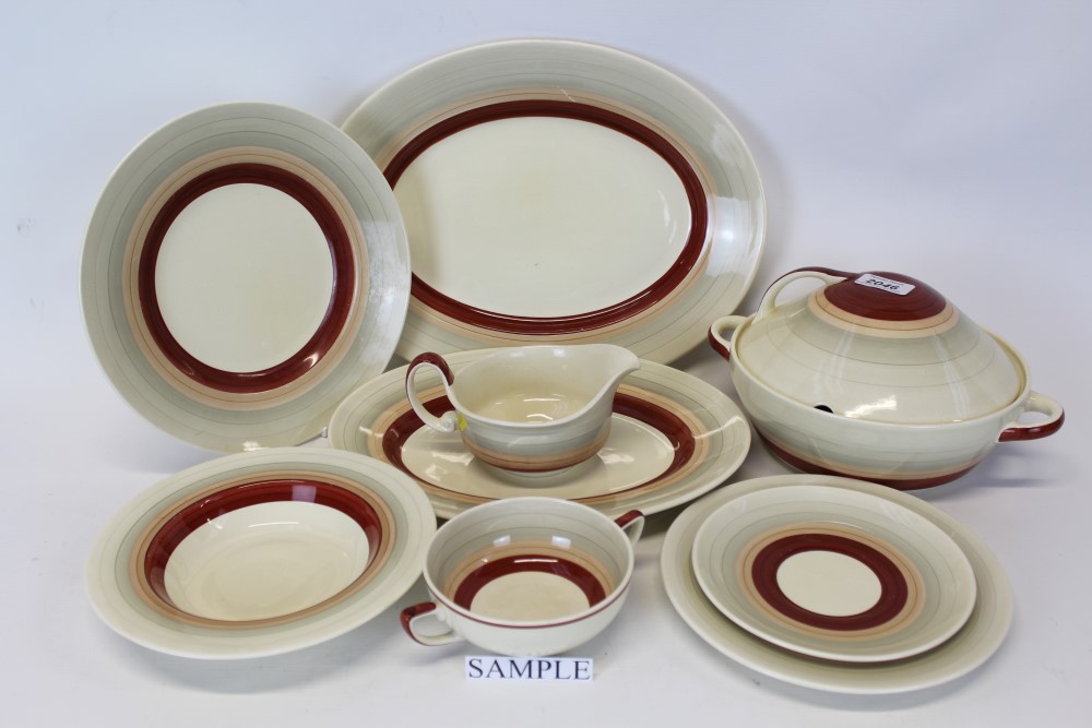 Susie Cooper dinner service with brown and beige banded decoration (36 pieces)