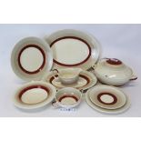 Susie Cooper dinner service with brown and beige banded decoration (36 pieces)
