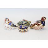 Four Royal Crown Derby paperweights - Partridge, Millennium Bug, Chelford Chaffinch and Terrapin,