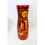 Large Poole Delphis vase with abstract decoration on red, green and orange ground, 39.