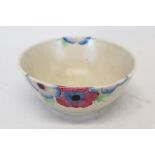 Clarice Cliff bowl with floral decoration on cream ground - printed marks to base,