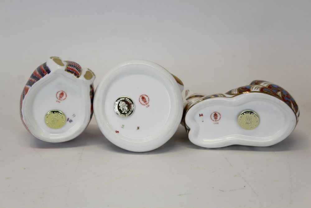 Five Royal Crown Derby paperweights - Cockerel, Tiger Cub, Russian Bear, Frog and Contented Cat, - Image 2 of 3