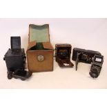 Quantity of vintage cameras - including brass and mahogany Instantograph field camera,