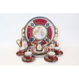 Early 20th century Vienna-style porcelain cabaret set on tray,