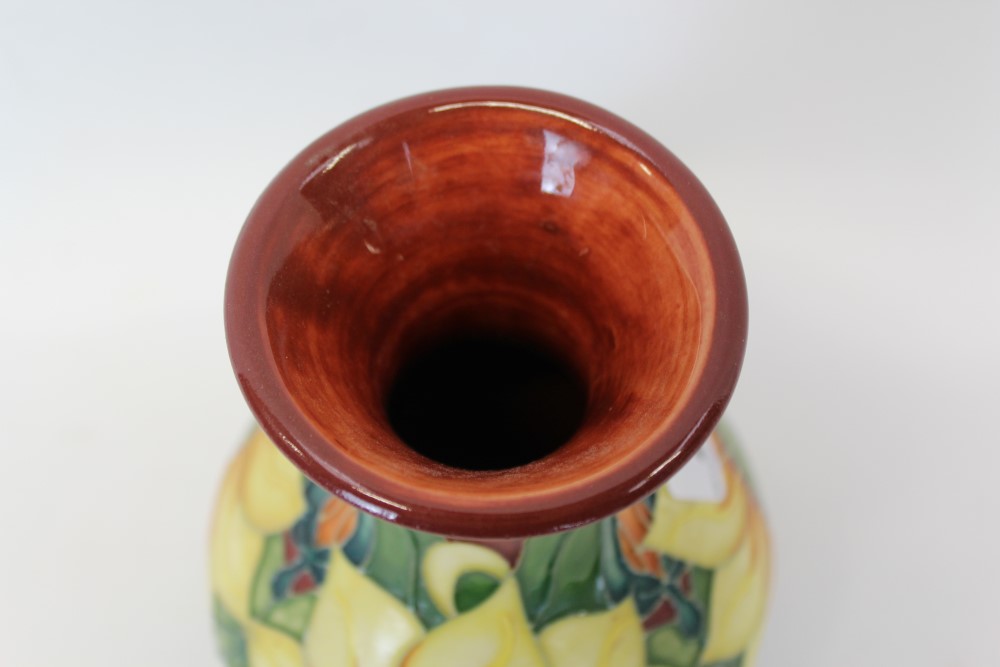 Moorcroft Pottery vase decorated in the Inca Gold Sunflower pattern, - Image 3 of 4