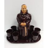 Unusual Monks Decanter Glasses & Salver