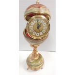 Unusual Onyx & Brass Gilded Desk Clock