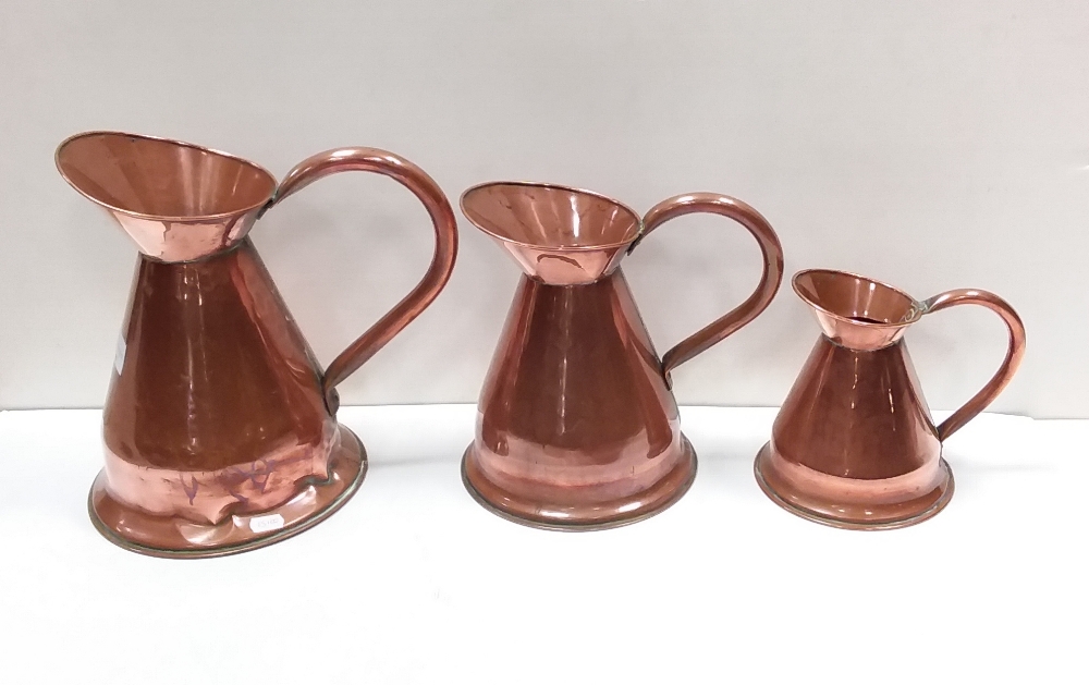 Set of 3 Vict Copper Graduated Water Jugs