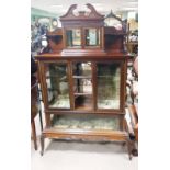 Unusual Edw Inlaid Mahogany Display Cabinet on Cabriole Leg