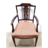 Edw Inlaid Mahogany Carver Chair