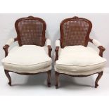 Pair of French Mahogany Bergere Chairs