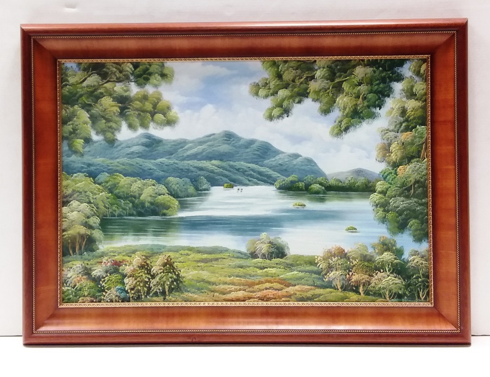 Mahogany Framed Oil on Board