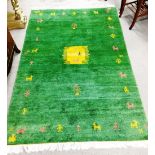 Green Wool Rug Dimensions: 200cm x 124cm