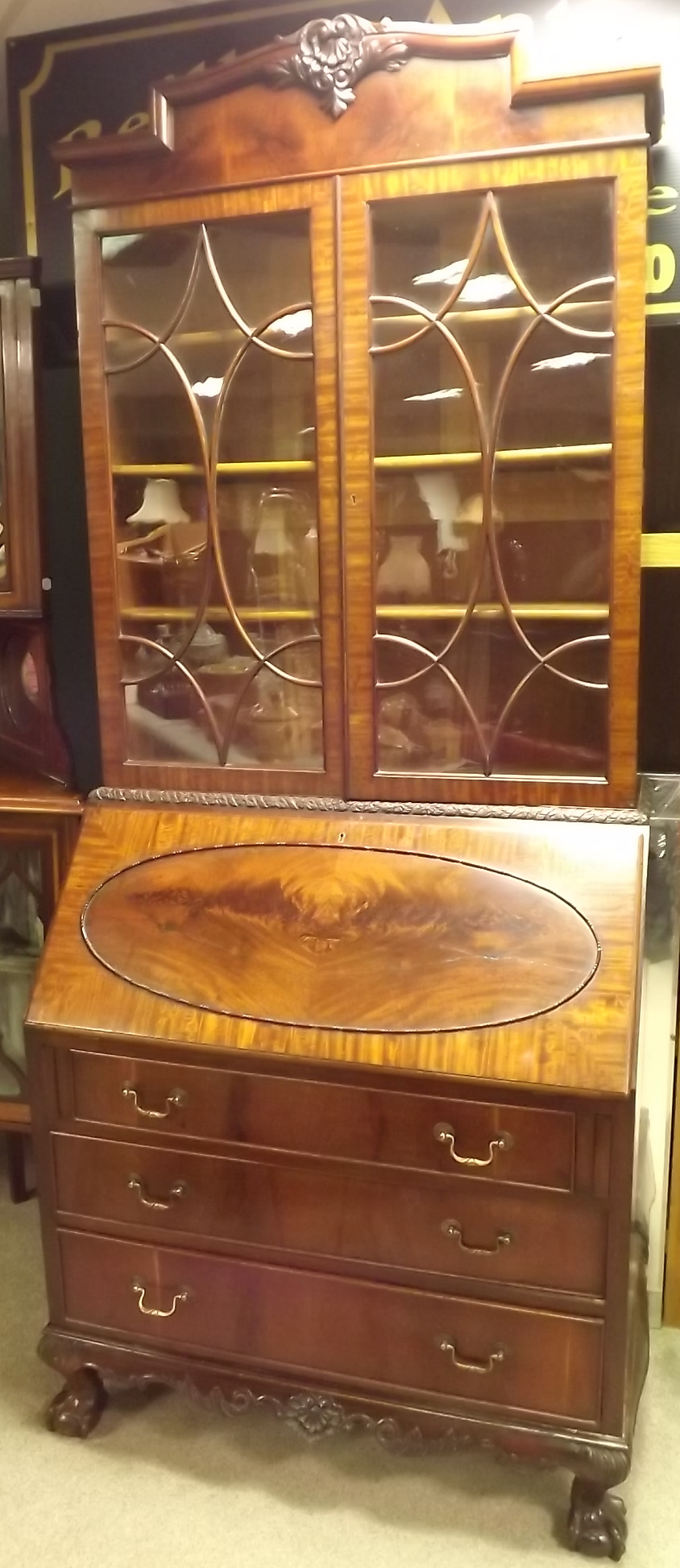 Edw Mahogany Bureau Bookcase