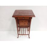 Unusual art Nouveau French Pitch Pine Marble Top Night Stand
