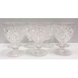 Set of 7 Cut Glass Wine Goblets