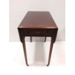 Edw Period Inlaid Mahogany 1 Drawer Pembroke Table