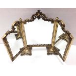 Unusual Edw Period Brass Triple Mirror