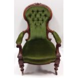 Vict Walnut Upholstered Armchair