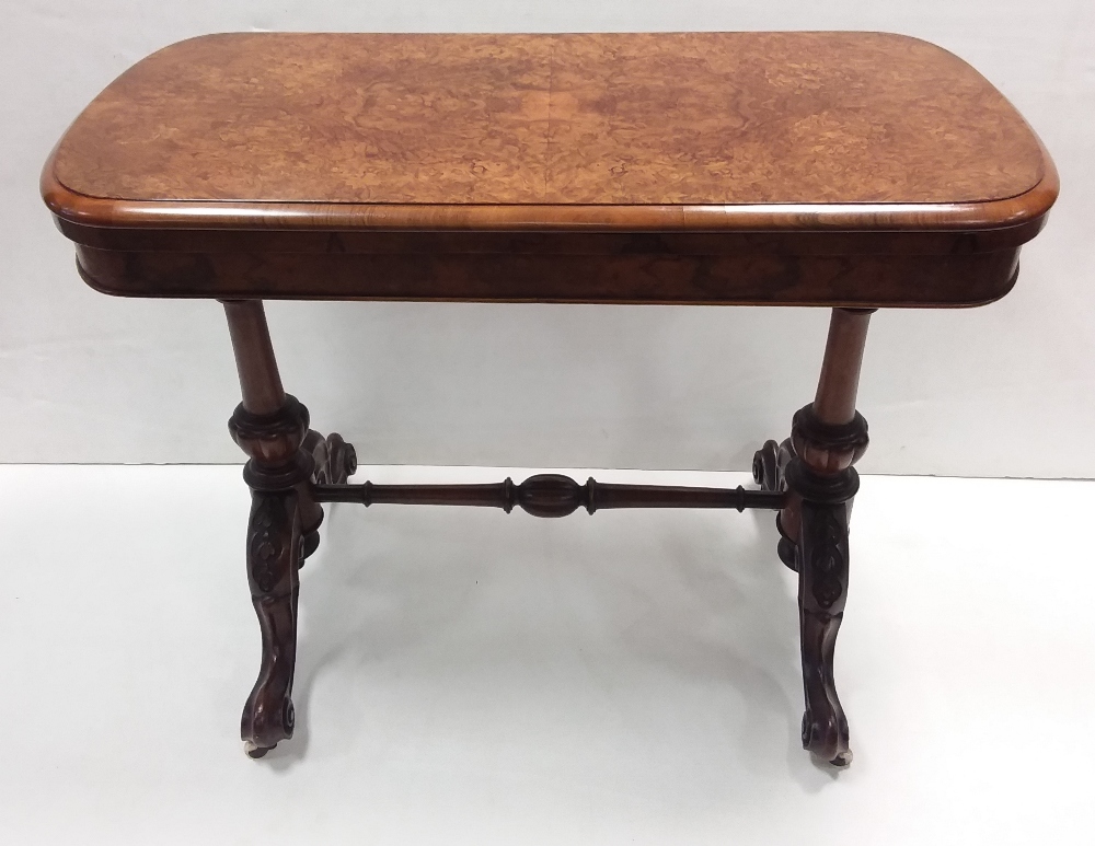 Vict Period Burr Walnut Foldover Games Table