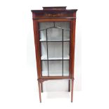 Quality Edw Inlaid Mahogany Slimline Display Cabinet Dimensions: 59cm 30cm D 122cm H