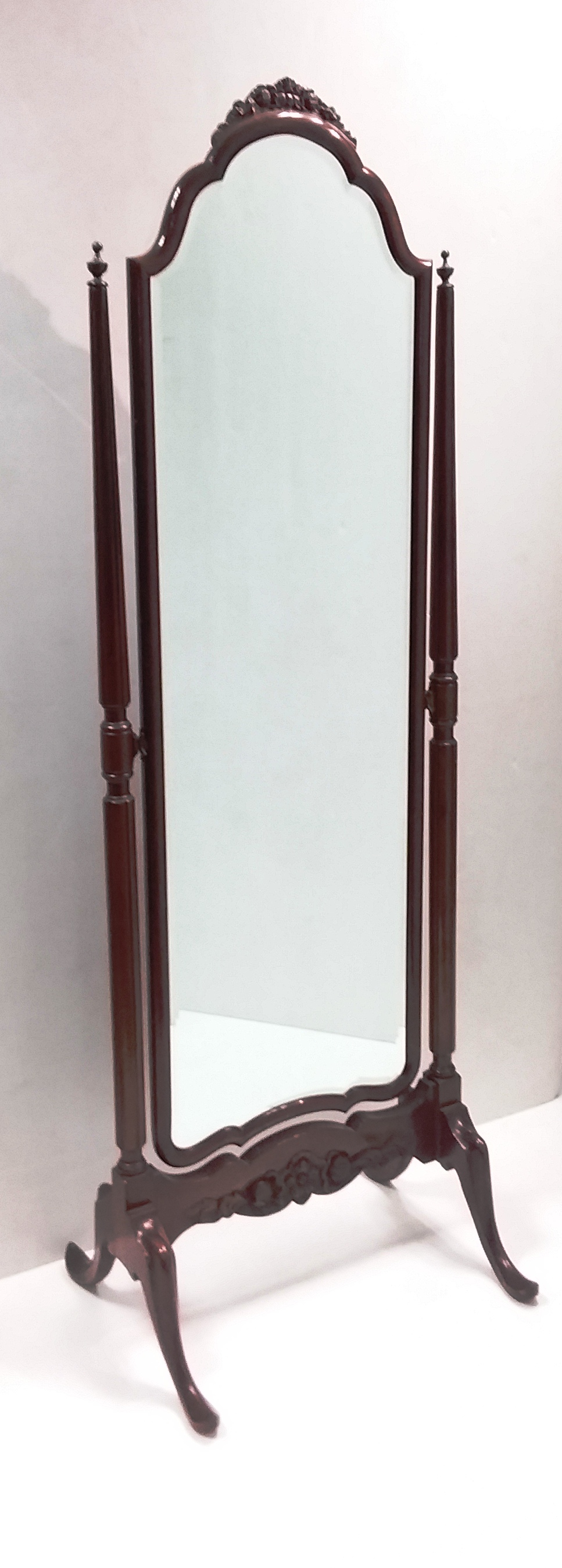 Elegant Vict Style Mahogany Cheval Mirror