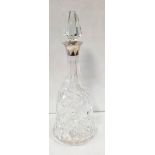 Cut Glass Silver Rimmed Decanter