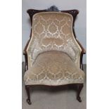 Quality Late Vict Upholstered Mahogany Armchair