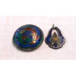 CSE - two enamelled items, comprising a 2" diameter brooch dated 1917 and a similar pendant, both