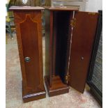 A pair of reproduction mahogany and strung pedestal pattern CD cabinets