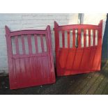 A pair of Edwardian cottage painted wood gates with iron brackets - to fit 7'