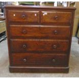 A 3' 9" Victorian mahogany chest of two short and three long graduated drawers with moulded amber