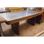 A 6' 6 1/2" 20th Century Art Deco style dining table with painted mirrored glass top, part