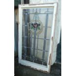 An early 20th Century leaded glass panel with stylised rose decoration - 3' 2" X 22"