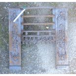 A Victorian cast iron fire grate front with daffodil decoration, by Dale Co.