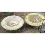 A pair of 21 1/4" diameter two part concrete pedestal planters