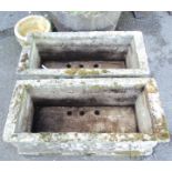 A pair of 35" cast concrete deep planters with classical relief decoration - sold with another
