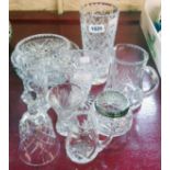 A quantity of cut glass including bowls, jugs, vases, etc.