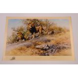 †David Shepherd: a mounted signed limited edition coloured print, entitled "The Two Gentleman of