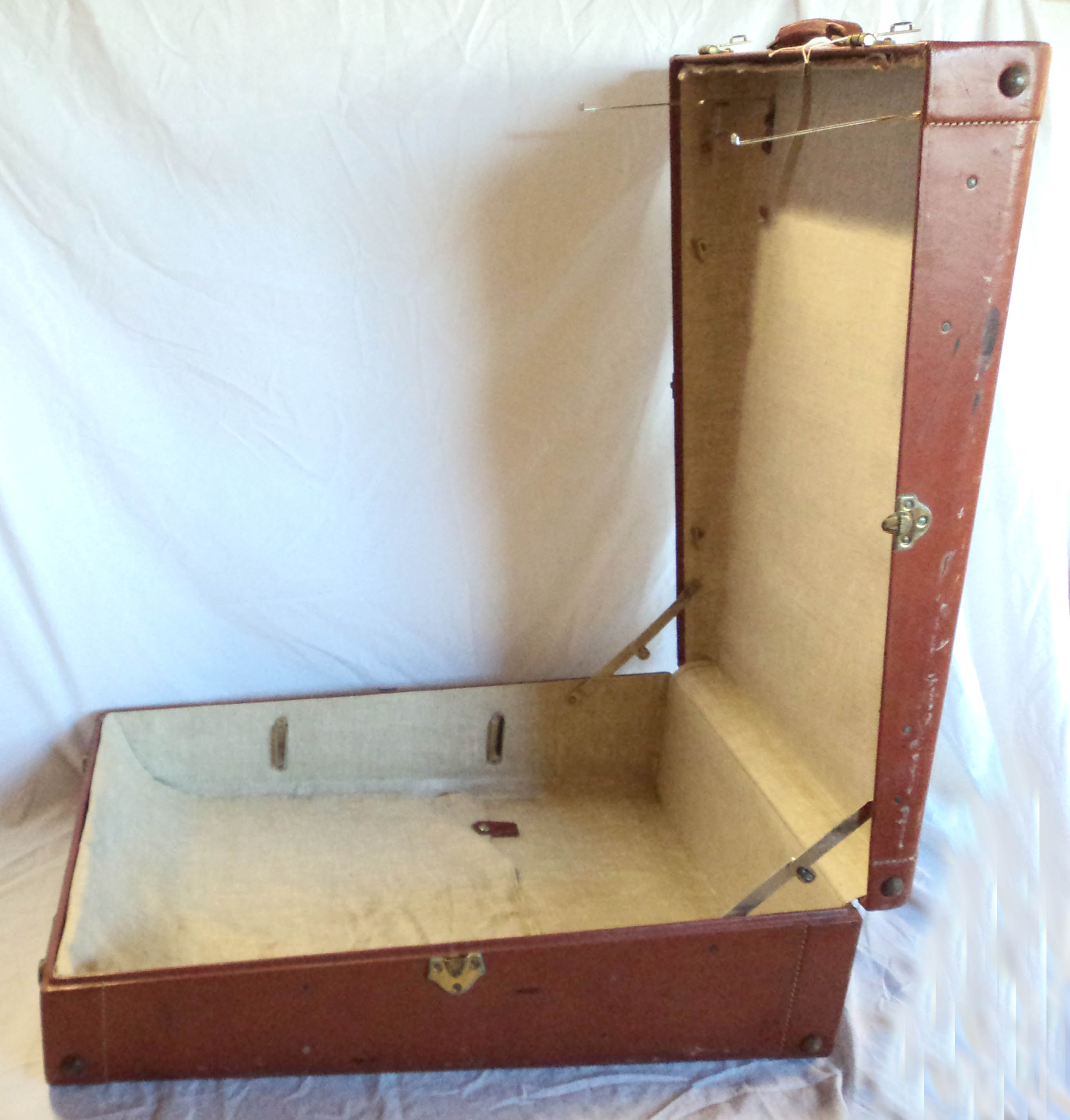 A 1950's American Tower brand red and brown vanity case and vanity case, both with Cunard White Star